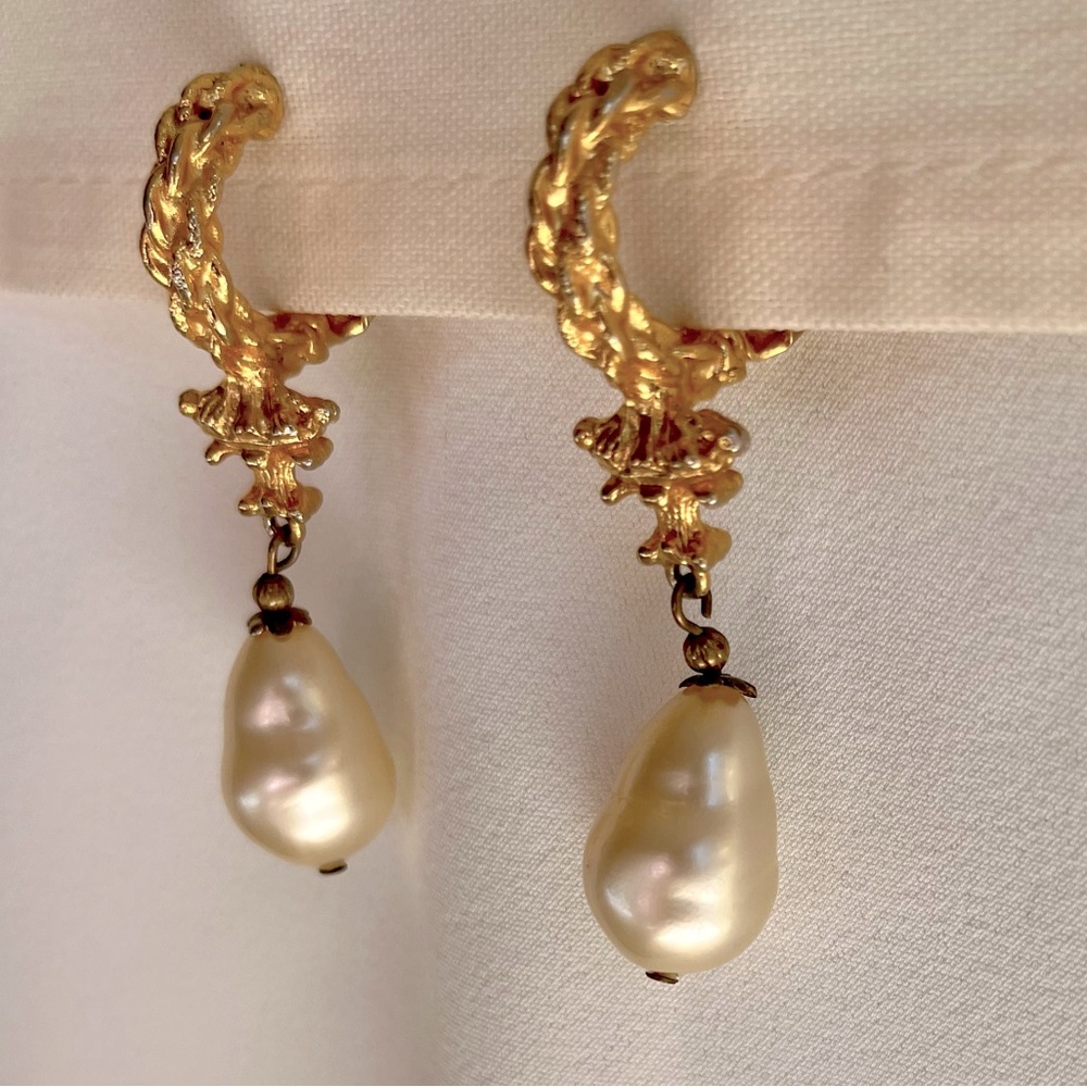 Vintage Ellen Designs Pearl Dangle Earrings